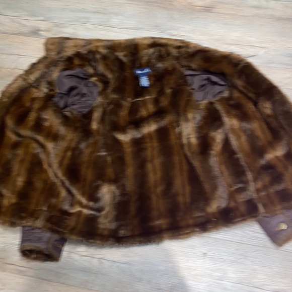 VINTAGE DENIM & COMPANY CHOCOLATE DENIM IN LINED FAUX MINK BUTTON DOWN COAT L - Picture 9 of 9